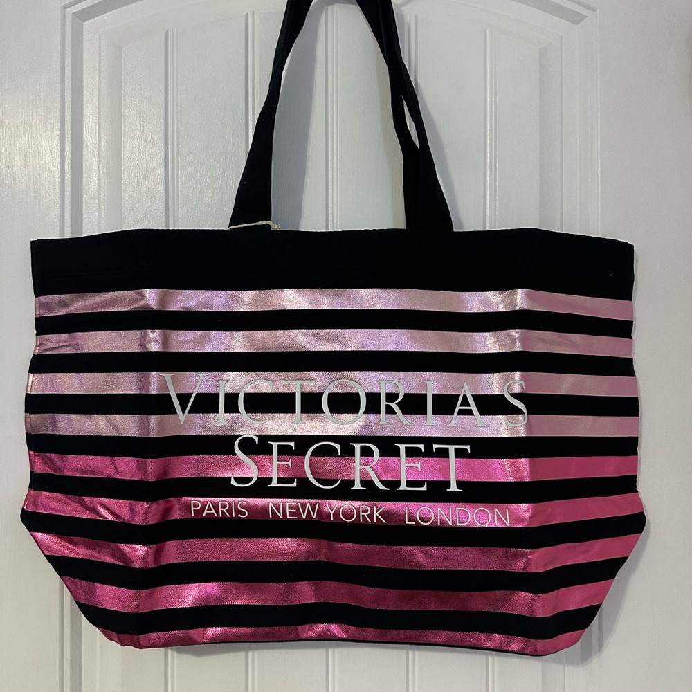 Victoria's Secret Shimmering Pink and Black Tote